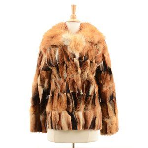Rabbit Fur with Red Fox Collar Winter Coat